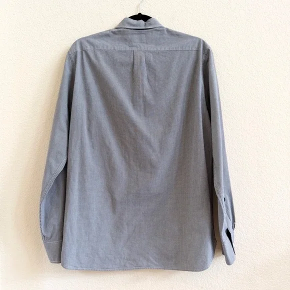 J.Crew Mens Slim Fit Micro Gingham Button Down Shirt Navy Blue White Medium M - Picture 8 of 11